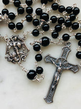 Load image into Gallery viewer, Saint Michael Men's Rosary - Onyx Gemstones - Sterling Silver