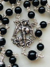 Load image into Gallery viewer, Saint Michael Men's Rosary - Onyx Gemstones - Sterling Silver