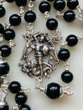 Load image into Gallery viewer, Saint Michael Men's Rosary - Onyx Gemstones - Sterling Silver
