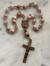 Load image into Gallery viewer, Saint Therese Chaplet - Pink Opal - Roses Crucifix - Bronze CeCeAgnes
