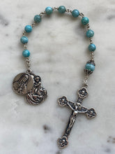 Load image into Gallery viewer, Holy Family Rosary Tenner - Larimar and Sterling Silver Single Decade Rosary - Saint Joseph - Our Lady of Sorrows CeCeAgnes