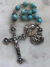 Load image into Gallery viewer, Holy Family Rosary Tenner - Larimar and Sterling Silver Single Decade Rosary - Saint Joseph - Our Lady of Sorrows CeCeAgnes