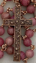 Load image into Gallery viewer, Saint Therese Chaplet - Rhodonite - Roses Crucifix - Bronze CeCeAgnes