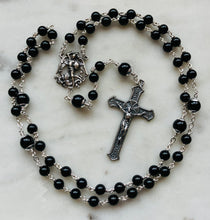 Load image into Gallery viewer, Saint Michael Men's Rosary - Onyx Gemstones - Sterling Silver