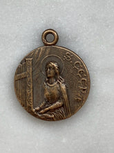 Load image into Gallery viewer, Saint Cecilia Medal - Bronze - Antique French Reproduction 623 CeCeAgnes Rosary Parts