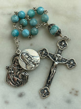 Load image into Gallery viewer, Holy Family Rosary Tenner - Larimar and Sterling Silver Single Decade Rosary - Saint Joseph - Our Lady of Sorrows CeCeAgnes