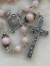 Load image into Gallery viewer, Saint Therese Pink Opal Rosary - Sterling Silver Medals - Reproductions of Antique French Medals CeCeAgnes