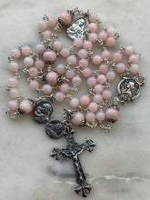 Load image into Gallery viewer, Pink Opal Rosary - Sterling Silver Medals - Reproductions of Antique French Medals CeCeAgnes