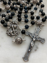 Load image into Gallery viewer, Sterling Silver Black Onyx Blue Tiger Eye Rosary - Saint Michael - Wire-Wrapped - CeCeAgnes