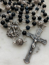 Load image into Gallery viewer, Saint Michael Rosary - Sterling Silver, Black Onyx, Blue Tiger Eye - Wire-Wrapped - CeCeAgnes