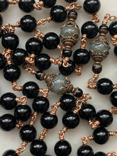 Load image into Gallery viewer, Large Black Onyx and Emerald Rosary - Bronze Medals CeCeAgnes