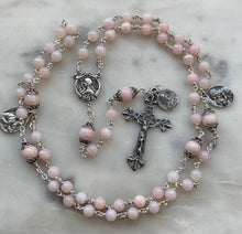 Load image into Gallery viewer, Pink Opal Rosary - Sterling Silver Medals - Reproductions of Antique French Medals CeCeAgnes