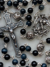 Load image into Gallery viewer, Saint Michael Rosary - Sterling Silver, Black Onyx, Blue Tiger Eye - Wire-Wrapped - CeCeAgnes