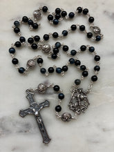 Load image into Gallery viewer, Sterling Silver Black Onyx Blue Tiger Eye Rosary - Saint Michael - Wire-Wrapped - CeCeAgnes