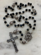 Load image into Gallery viewer, Saint Michael Rosary - Sterling Silver, Black Onyx, Blue Tiger Eye - Wire-Wrapped - CeCeAgnes