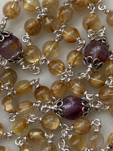 Load image into Gallery viewer, Sacred Heart Rosary Sterling Silver, Gold Rutilated Quartz & Cacoxenite