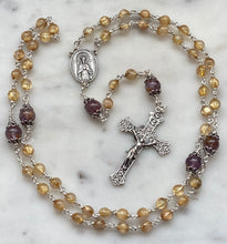 Load image into Gallery viewer, Sacred Heart Rosary Sterling Silver, Gold Rutilated Quartz & Cacoxenite