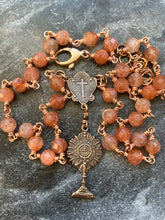 Load image into Gallery viewer, Blessed Sacrament Chaplet Necklace - Gold Sunstone and Bronze