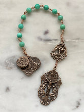 Load image into Gallery viewer, Angels Pocket Rosary - Chrysoprase and bronze - Archangels Rosary - Michael - Gabriel - Raphael CeCeAgnes