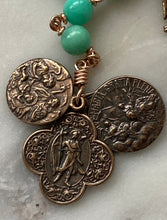 Load image into Gallery viewer, Angels Pocket Rosary - Chrysoprase and bronze - Archangels Rosary - Michael - Gabriel - Raphael CeCeAgnes
