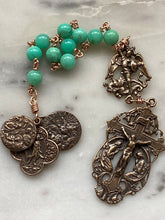 Load image into Gallery viewer, Angels Pocket Rosary - Chrysoprase and bronze - Archangels Rosary - Michael - Gabriel - Raphael CeCeAgnes