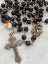 Load image into Gallery viewer, Large Bronze Rosary - Saint Michael - Blue Tiger Eye CeCeAgnes