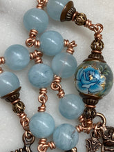 Load image into Gallery viewer, Roses and Aquamarine Single Decade Rosary - Bronze - Immaculate Heart