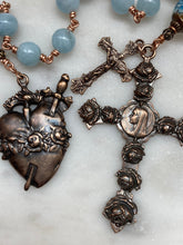 Load image into Gallery viewer, Roses and Aquamarine Single Decade Rosary - Bronze - Immaculate Heart