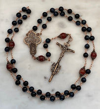 Load image into Gallery viewer, Our Lady of Guadalupe Rosary - Bronze, Blue Tiger Eye and Sardonyx CeCeAgnes