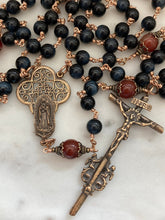 Load image into Gallery viewer, Our Lady of Guadalupe Rosary - Bronze, Blue Tiger Eye and Sardonyx CeCeAgnes