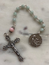 Load image into Gallery viewer, Saint Cecilia Jade and Opal Sterling Silver Single Decade Rosary