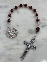 Load image into Gallery viewer, Saint Cecilia Sterling Silver Rosary: AAA Ruby Gemstones, Crucifix
