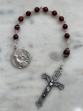 Load image into Gallery viewer, Saint Cecilia Sterling Silver Pocket Rosary - AAA Faceted Ruby Gemstones - Beautiful Crucifix CeCeAgnes