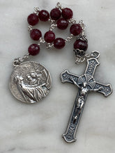 Load image into Gallery viewer, Saint Cecilia Sterling Silver Pocket Rosary - AAA Faceted Ruby Gemstones - Beautiful Crucifix CeCeAgnes