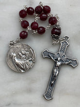Load image into Gallery viewer, Saint Cecilia Sterling Silver Pocket Rosary - AAA Faceted Ruby Gemstones - Beautiful Crucifix CeCeAgnes