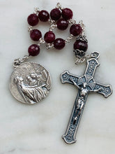 Load image into Gallery viewer, Saint Cecilia Sterling Silver Pocket Rosary - AAA Faceted Ruby Gemstones - Beautiful Crucifix CeCeAgnes