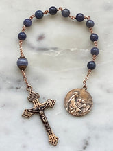 Load image into Gallery viewer, Saint Cecilia Tanzanite and Bronze Single Decade Rosary