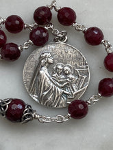 Load image into Gallery viewer, Saint Cecilia Sterling Silver Pocket Rosary - AAA Faceted Ruby Gemstones - Beautiful Crucifix CeCeAgnes