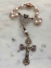 Load image into Gallery viewer, Auto Rosary - Freshwater Pearl and Bronze - One Decade Rosary - Car Rosary CeCeAgnes
