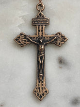 Load image into Gallery viewer, Memento Mori Rosary - Holy Face of Jesus - Lave Bead and Ox Bone Skull - Bronze - Wire-wrapped Tenner - Pardon Crucifix CeCeAgnes