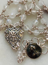 Load image into Gallery viewer, Handmade Sterling Silver Moonstone Rosary Bracelet with Medals