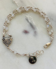 Load image into Gallery viewer, Handmade Sterling Silver Moonstone Rosary Bracelet with Medals