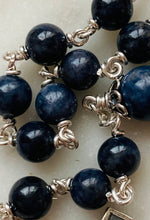 Load image into Gallery viewer, Sapphire Gemstone Pocket Rosary - Sterling Silver Seven Sorrows Chaplet