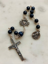 Load image into Gallery viewer, Sapphire Gemstone Pocket Rosary - Sterling Silver Seven Sorrows Chaplet