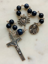 Load image into Gallery viewer, Sapphire Gemstone Pocket Rosary - Sterling Silver Seven Sorrows Chaplet