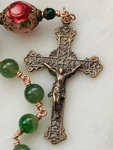 Load image into Gallery viewer, Saint Agnes Saint Maria Goretti Roses and Jade Single Decade Rosary - Bronze