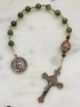 Load image into Gallery viewer, Saint Agnes Saint Maria Goretti Roses and Jade Single Decade Rosary - Bronze