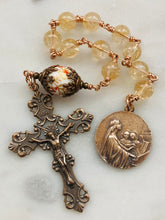 Load image into Gallery viewer, Saint Cecilia Tensha and Citrine Single Decade Rosary - Bronze