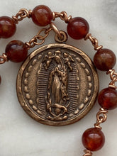 Load image into Gallery viewer, Our Lady of Guadalupe Pocket Rosary - Garnet and Bronze - One Decade Tenner CeCeAgnes