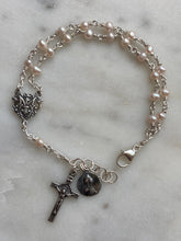 Load image into Gallery viewer, Beautiful All Sterling Freshwater Potato Pearl Wire-wrapped Rosary Bracelet Sterling medals CeCeAgnes